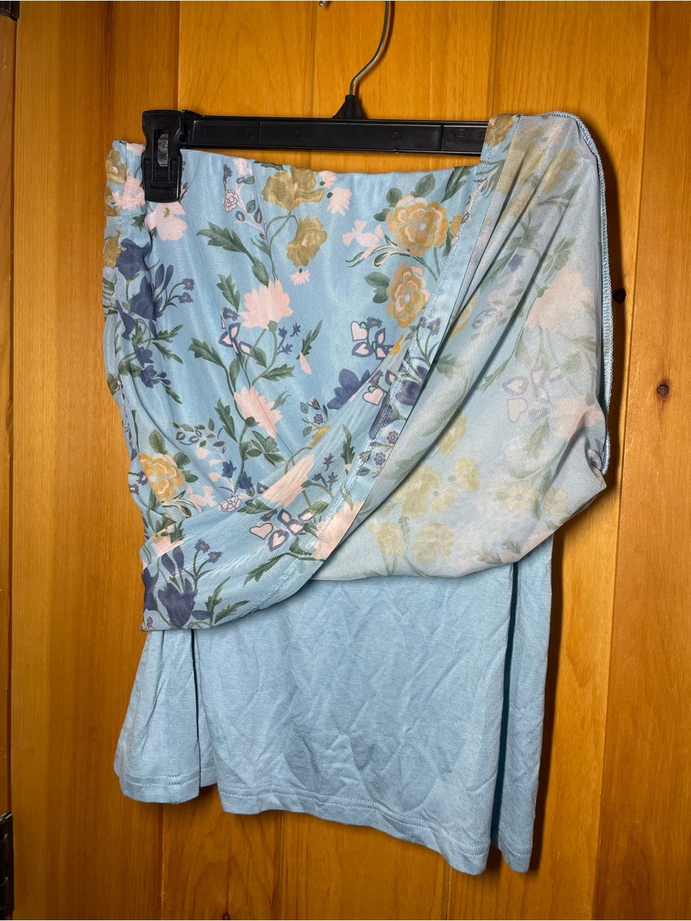 Anthropologie Blue Floral Ruched Pencil Skirt - Picture 4 of 7